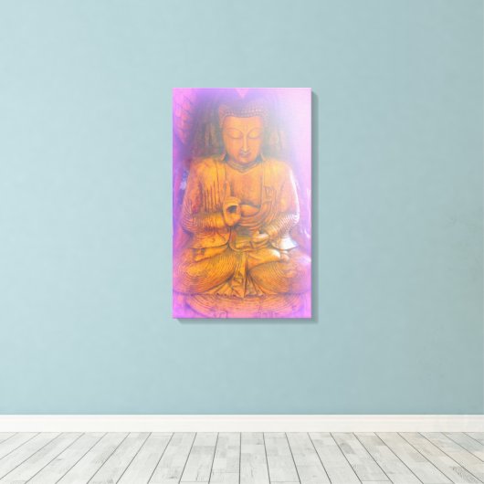 paars aura buddha verpakt doek canvas afdruk (Insitu (Houten vloer))