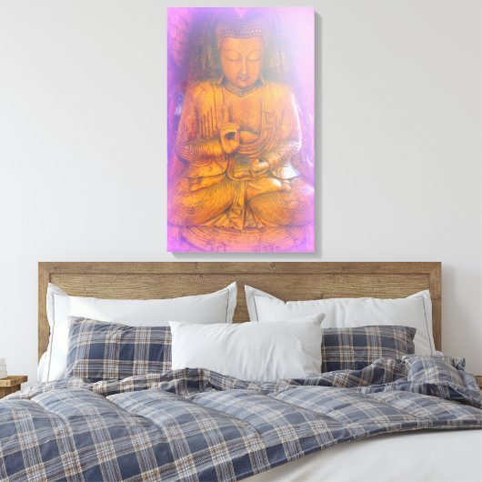 paars aura buddha verpakt doek canvas afdruk (Insitu (Slaapkamer))