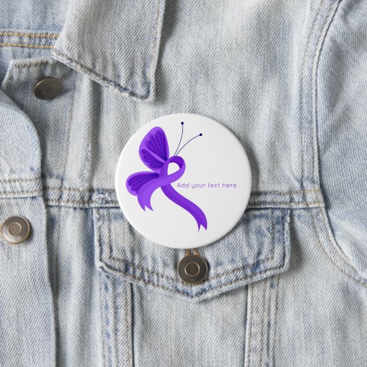 Paars Awareness Ribbon Butterfly Button (In situ)