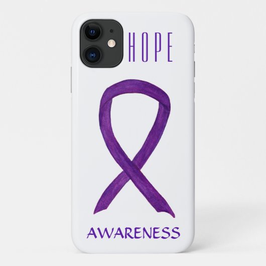Paars Awareness Ribbon Custom Art iPhone X Hoesje (Achterkant)