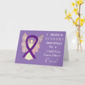 Paars Awareness Ribbon Custom Want Angel Kaarten (Gele Bloem)