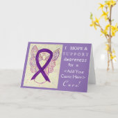 Paars Awareness Ribbon Custom Want Angel Kaarten (Gele Bloem)