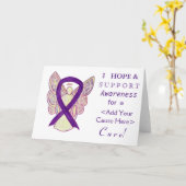 Paars Awareness Ribbon Custom Want Angel Kaarten (Gele Bloem)