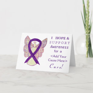 Paars Awareness Ribbon Custom Want Angel Kaarten