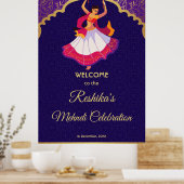Paars-Aziatische Arabische gouden grens Mehndi Poster (Keuken)