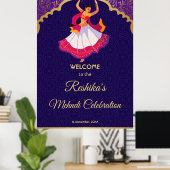 Paars-Aziatische Arabische gouden grens Mehndi Poster (Thuiskantoor)