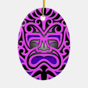Paars Aztec Masker Keramisch Ornament