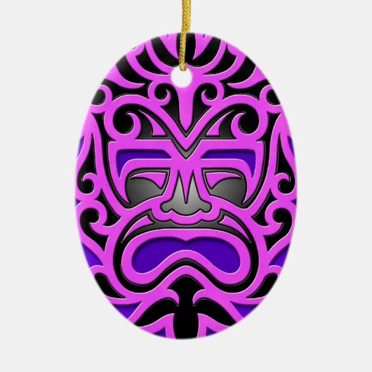 Paars Aztec Masker Keramisch Ornament (Voorkant)