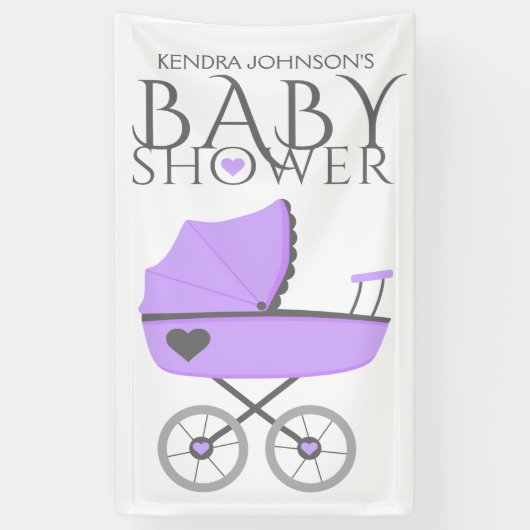 Paars Baby Baby shower Spandoek (Verticaal)