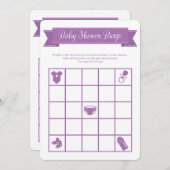 Paars Baby shower Bingo Game Double Sided Kaart (Voorkant / Achterkant)