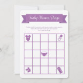 Paars Baby shower Bingo Game Double Sided Kaart (Achterkant)