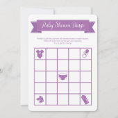 Paars Baby shower Bingo Game Double Sided Kaart (Voorkant)