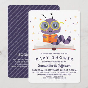 Paars Baby shower boekenboekje Kaart