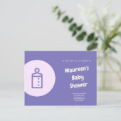 Paars Baby shower Briefkaart (Staand voorkant)