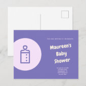 Paars Baby shower Briefkaart (Voorkant / Achterkant)