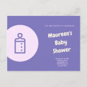 Paars Baby shower Briefkaart (Voorkant)