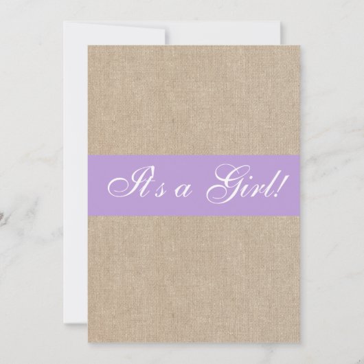  Paars Baby shower Burlap Kaart (Voorkant)