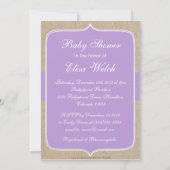  Paars Baby shower Burlap Kaart (Achterkant)