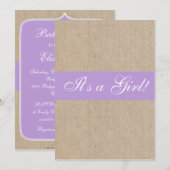  Paars Baby shower Burlap Kaart (Voorkant / Achterkant)