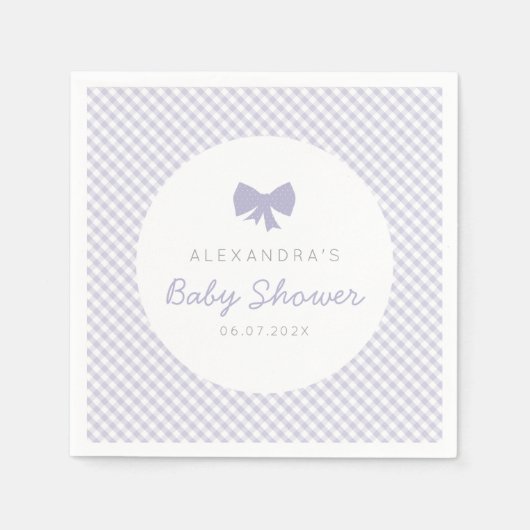 Paars baby shower Gingham Servet (Voorkant)