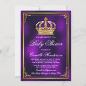 Paars Baby shower Gold Prince Kaart (Voorkant)