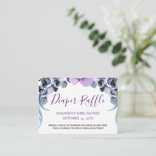  Paars Baby shower Informatiekaartje (Staand voorkant)