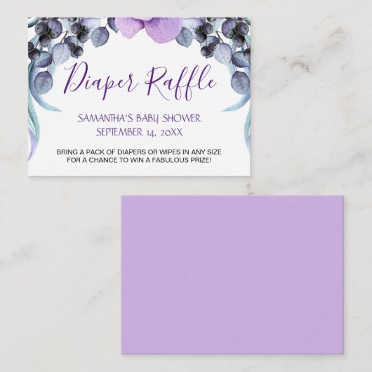  Paars Baby shower Informatiekaartje (Voorkant / Achterkant)