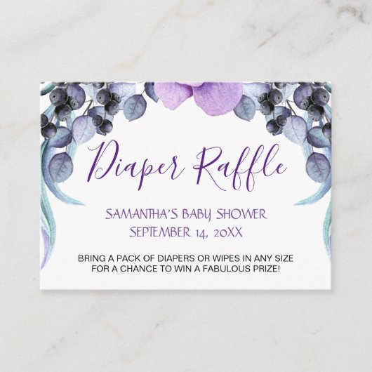  Paars Baby shower Informatiekaartje (Voorkant)