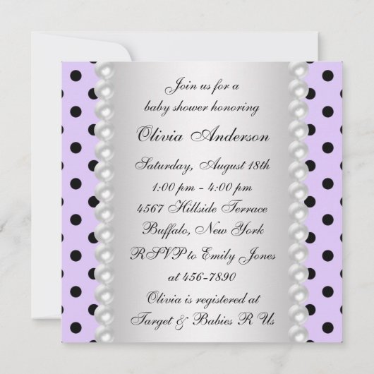 Paars Baby shower Ladybug Kaart (Achterkant)