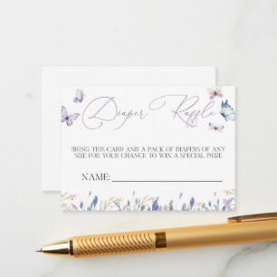 Paars Baby shower met butterfly-rillerkaart Informatiekaartje