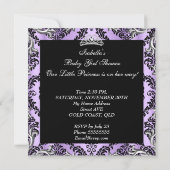 Paars Baby shower prinses Tiara Black Lace Kaart (Achterkant)