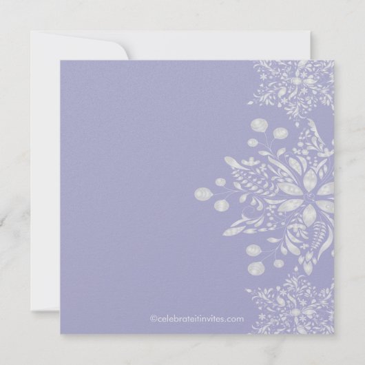 Paars Baby shower Uitnodiging Wintersneeuwvlokken (Achterkant)