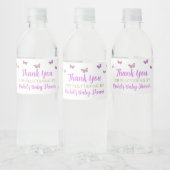 Paars Baby shower van Butterfly Waterfles Etiket (Flessen)