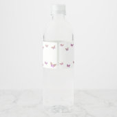 Paars Baby shower van Butterfly Waterfles Etiket (Achterkant)