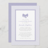 Paars baby shower van de boog van Gingham Kaart (Voorkant / Achterkant)