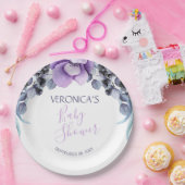  Paars Baby shower van Floral Berry Papieren Bordje (Feest)