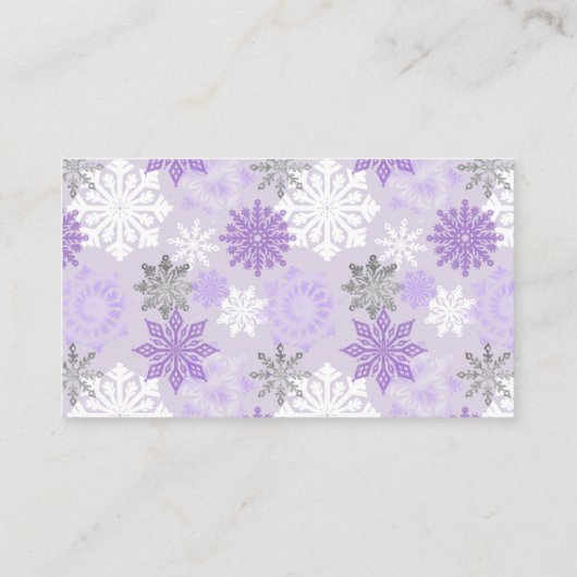 Paars Baby shower winterluier Raffle Ticket Informatiekaartje (Achterkant)