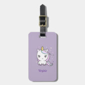 Paars Bagagelabel met een Cute Unicorn (Voorkant verticaal)