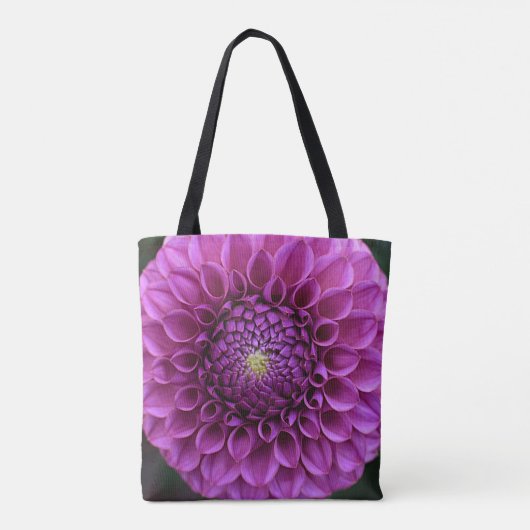 Paars Ball Dahlia Floral Tote Bag (Achterkant)