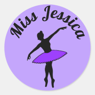 Paars Ballerina Ballet Dance Teacher Pointe Tutu Ronde Sticker