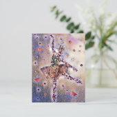 Paars Ballerina Cute Dansling Girl - Aangepast RSVP Kaartje (Staand voorkant)