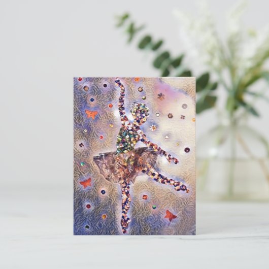 Paars Ballerina Cute Dansling Girl - Aangepast RSVP Kaartje (Staand voorkant)