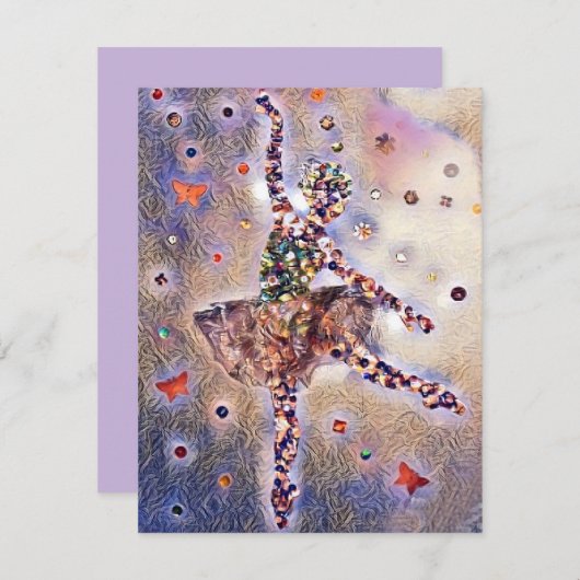 Paars Ballerina Cute Dansling Girl - Aangepast RSVP Kaartje (Voorkant / Achterkant)