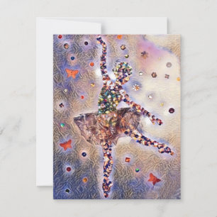 Paars Ballerina Cute Dansling Girl - Aangepast RSVP Kaartje