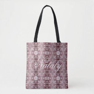 paars barokpatroon floraal tote bag
