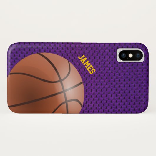 Paars Basketball Case-Mate iPhone Case (Achterkant (horizontaal))