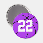 Paars Basketball Custom Jersey Number Magnet (Voorkant / Achterkant)
