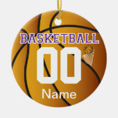Paars Basketball Number Ornament (Voorkant)