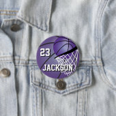 Paars Basketball-ontwerp | Personaliseren Ronde Button 7,6 Cm (In situ)