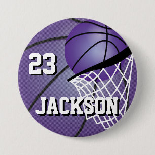 Paars Basketball-ontwerp Personaliseren Ronde Button 7,6 Cm